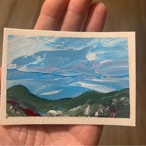 ACEO original collectible mini paintingScenic Blue and Green Landscape Art